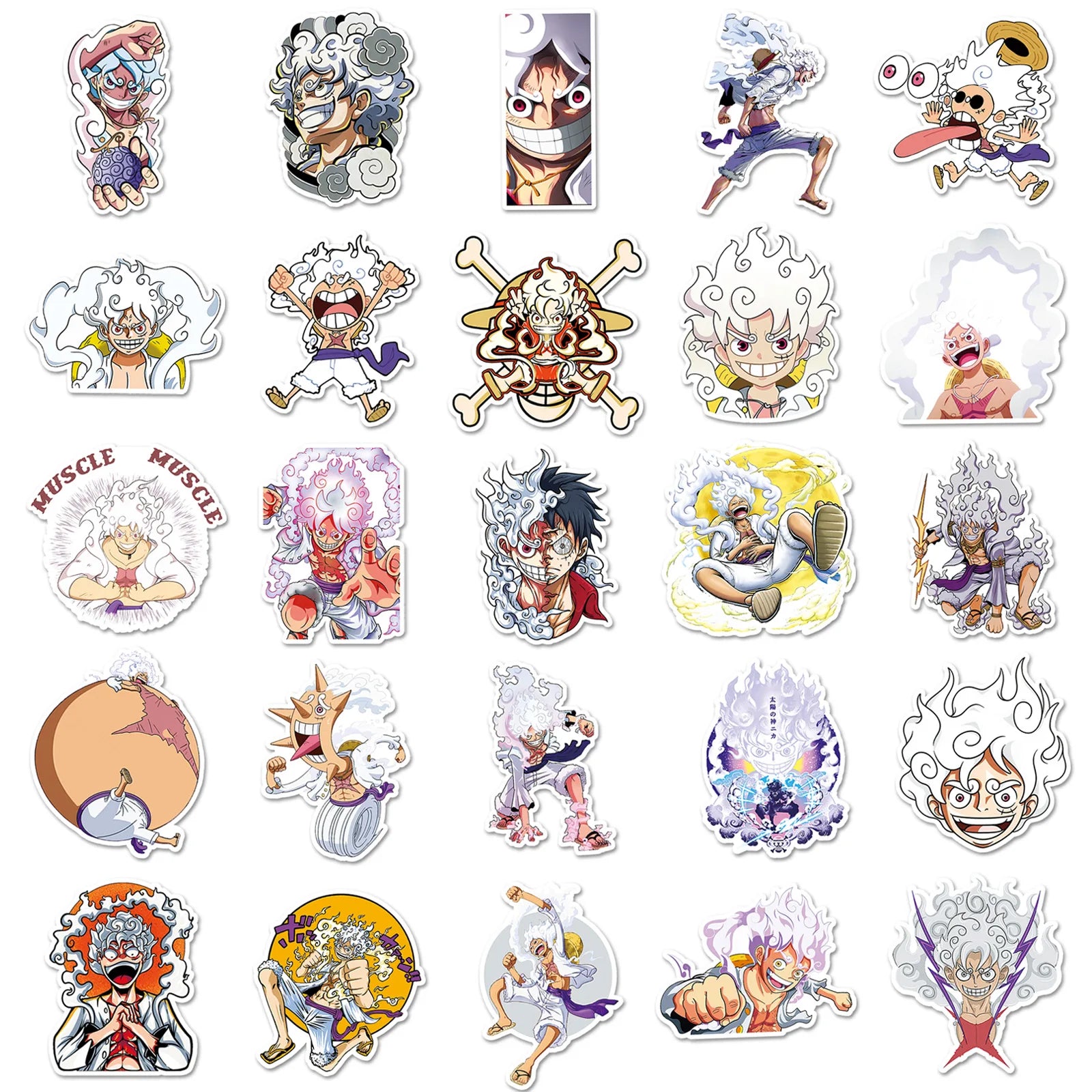 50PCS Cartoon Luffy Gear 5 Stickers One Piece