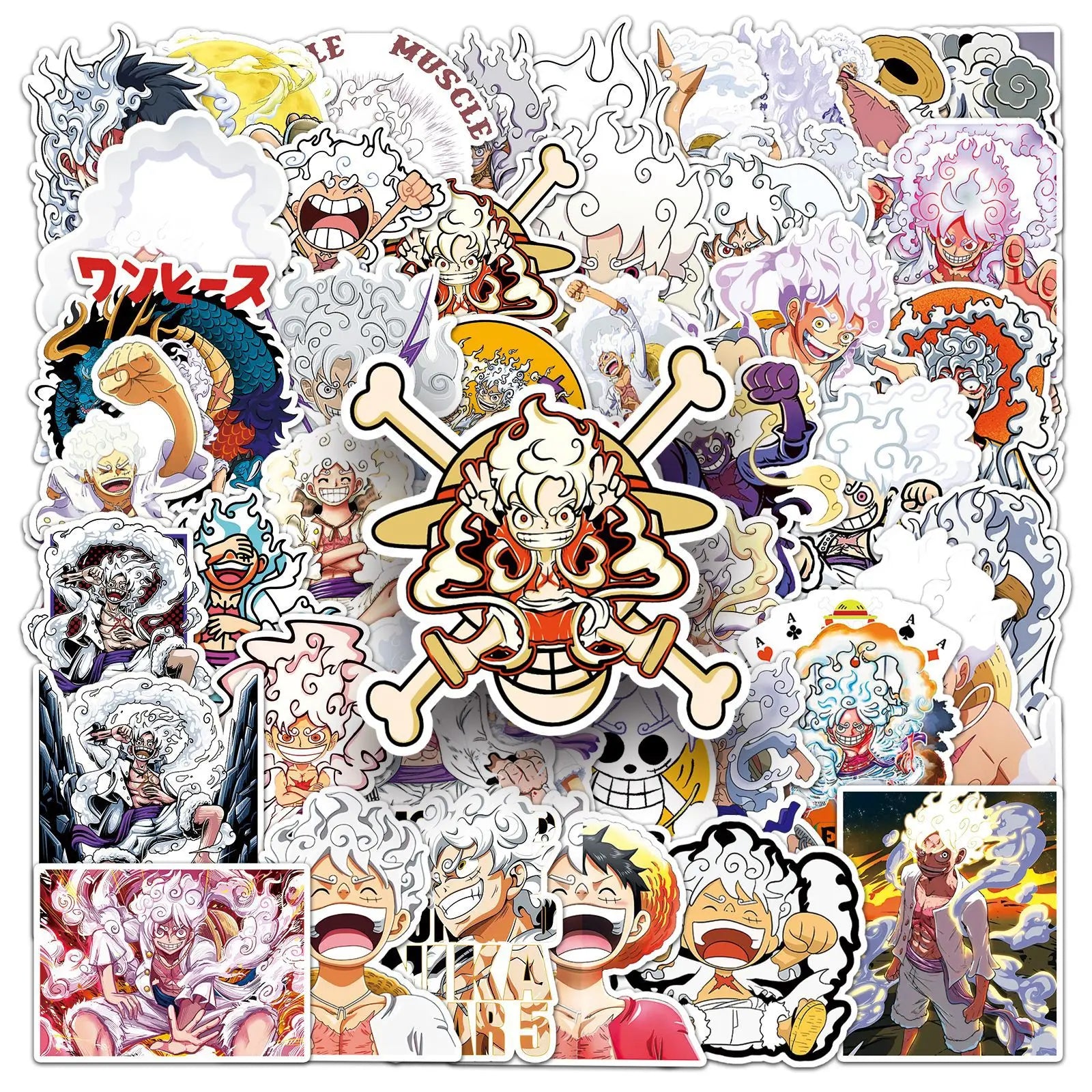 50PCS Cartoon Luffy Gear 5 Stickers One Piece